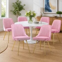 Affordable Pink Velvet Dining Chair Set of 6 - Quality Comfort