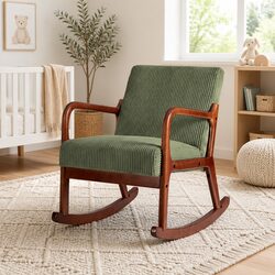 Green Corduroy Rocking Armchair with Comfort Features