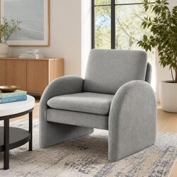 Practical and Stylish Grey Boucle Lounge Chair