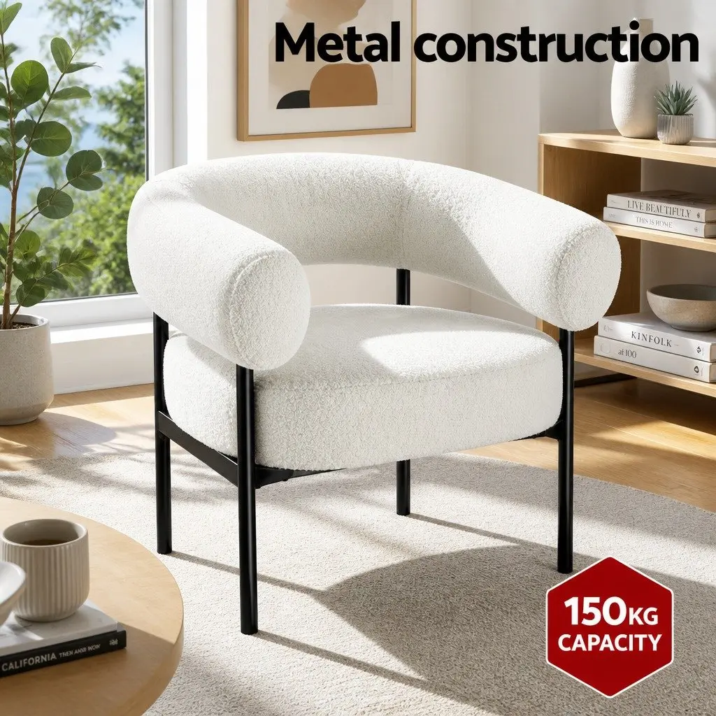 Curved Boucle Accent Chair