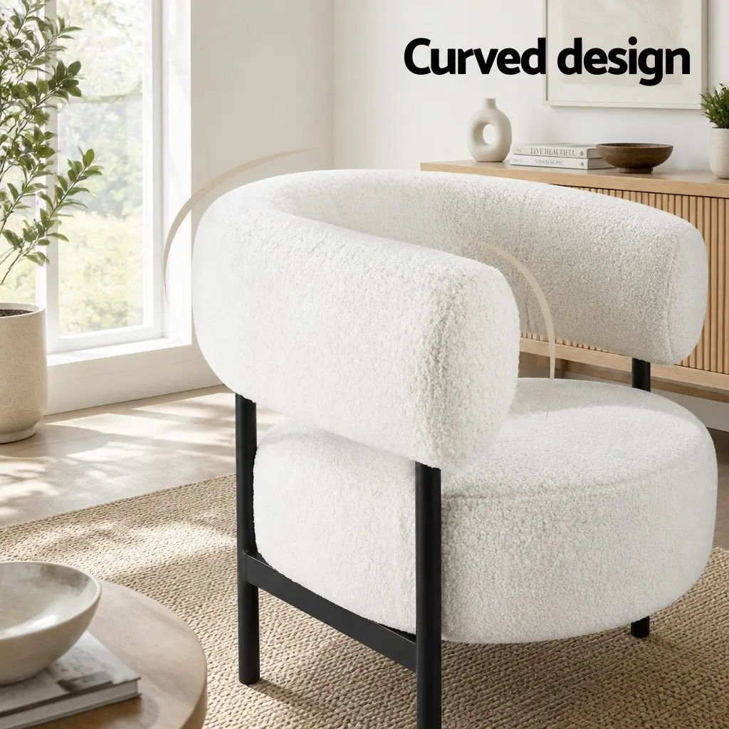 Curved Boucle Accent Chair