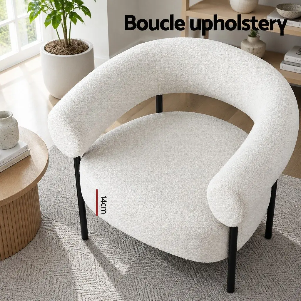 Curved Boucle Accent Chair