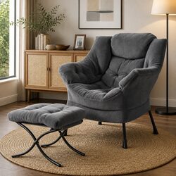 Comfortable Armchair Set with Ottoman, Great Value