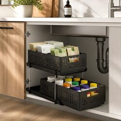Practical 2 Tier Organizer for Under Sink Storage Needs