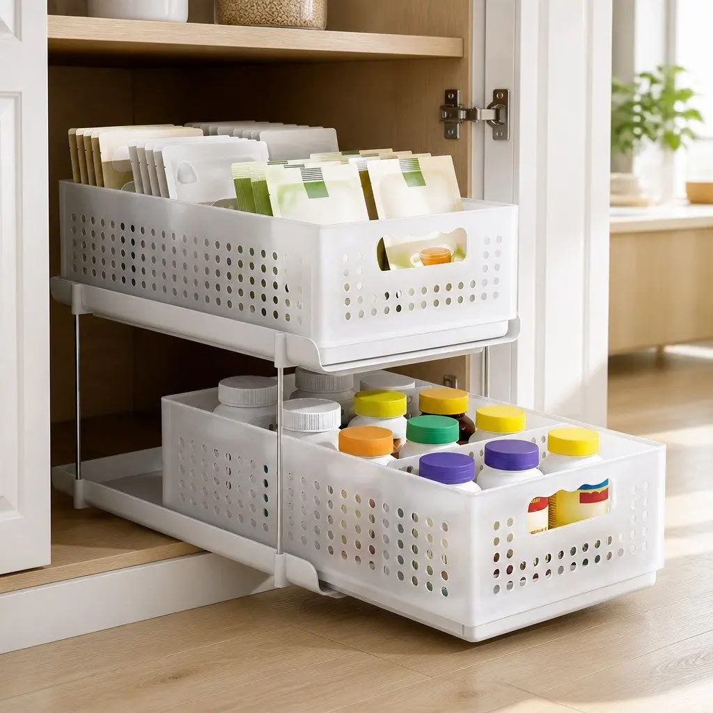 Under Sink Organizer with Removable Baskets