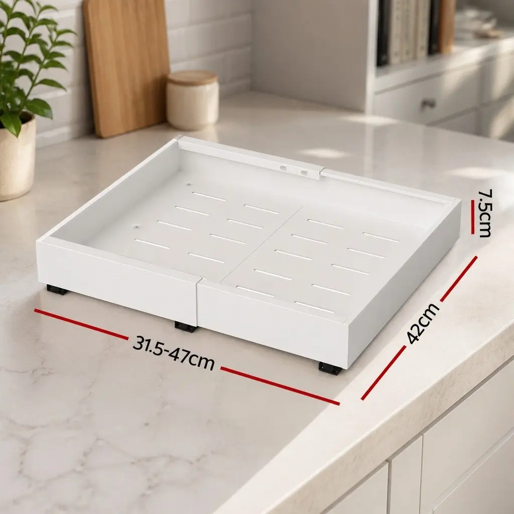 Pull Out Cabinet Drawers Expandable Organizer 2 Pack White Modern Storage