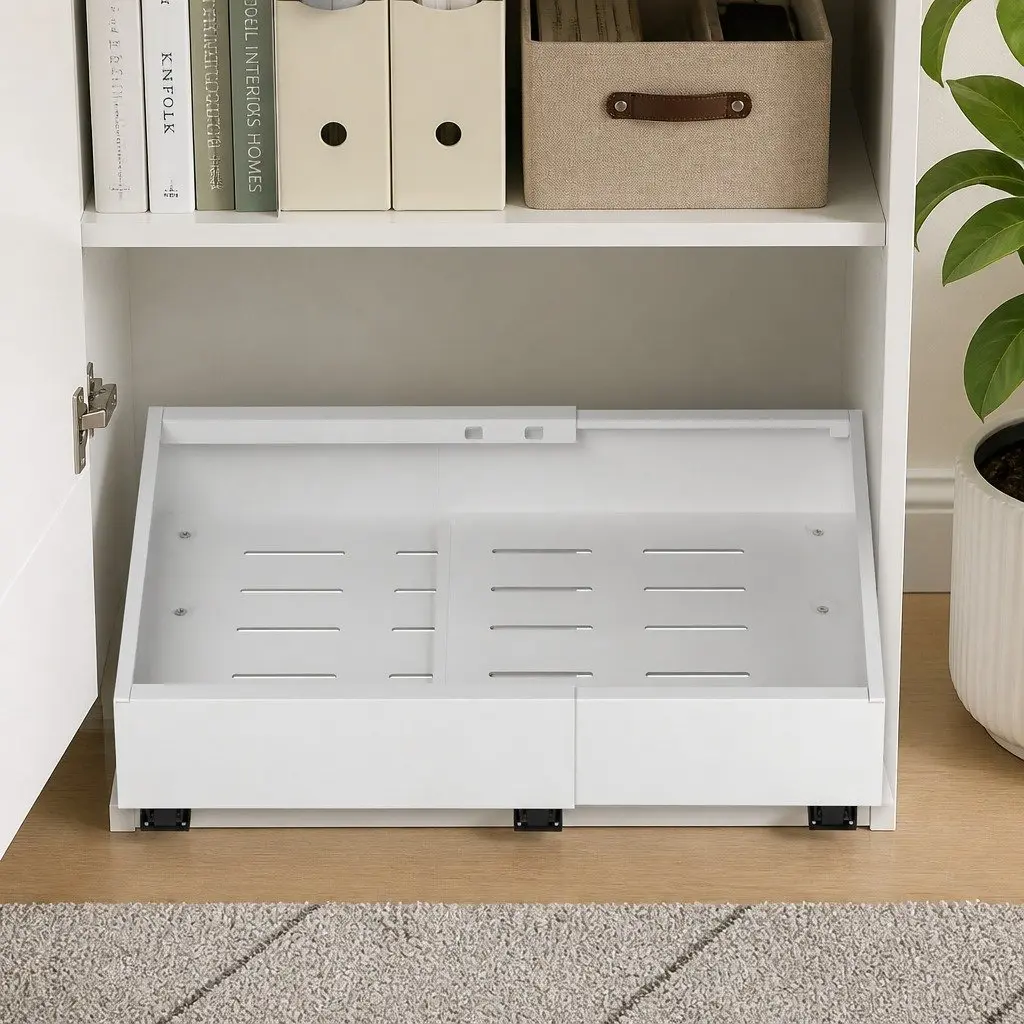 Pull Out Cabinet Drawers Expandable Organizer 2 Pack White Modern Storage