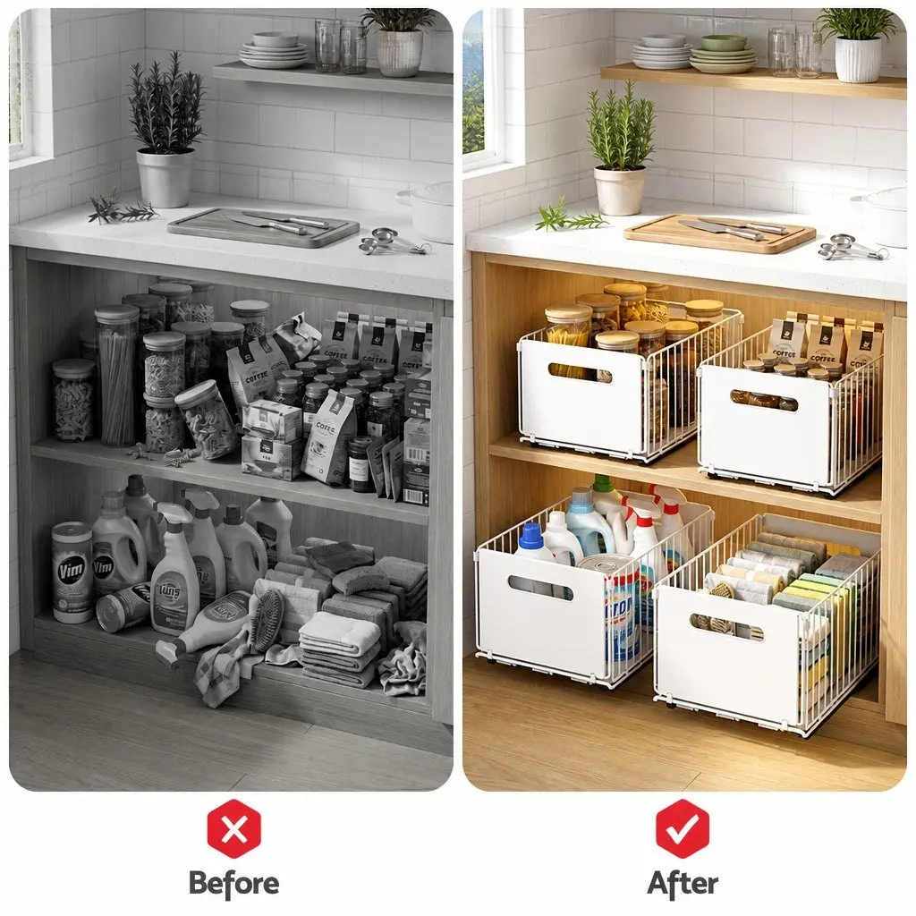 4 Pack Pull Out Drawers for Kitchen Organization