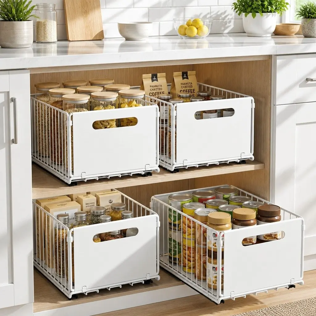 4 Pack Pull Out Drawers for Kitchen Organization