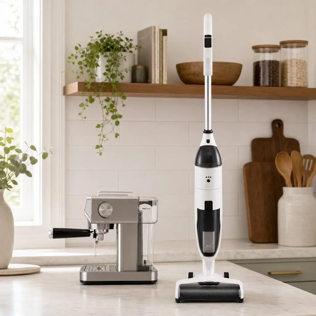 Cordless Wet Dry Vacuum Mop Espresso Coffee Machine Combo Cleaning 2 Piece White Silver