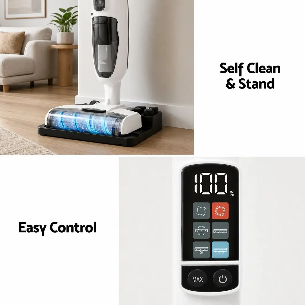 Cordless Wet Dry Vacuum Mop Espresso Coffee Machine Combo Cleaning 2 Piece White Silver