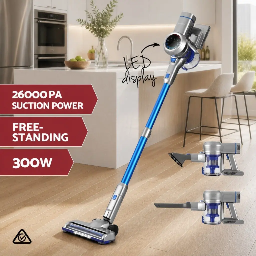 Cordless Vacuum Cleaner 300W Brushless Motor Adjustable Suction Self-Standing Navy Blue
