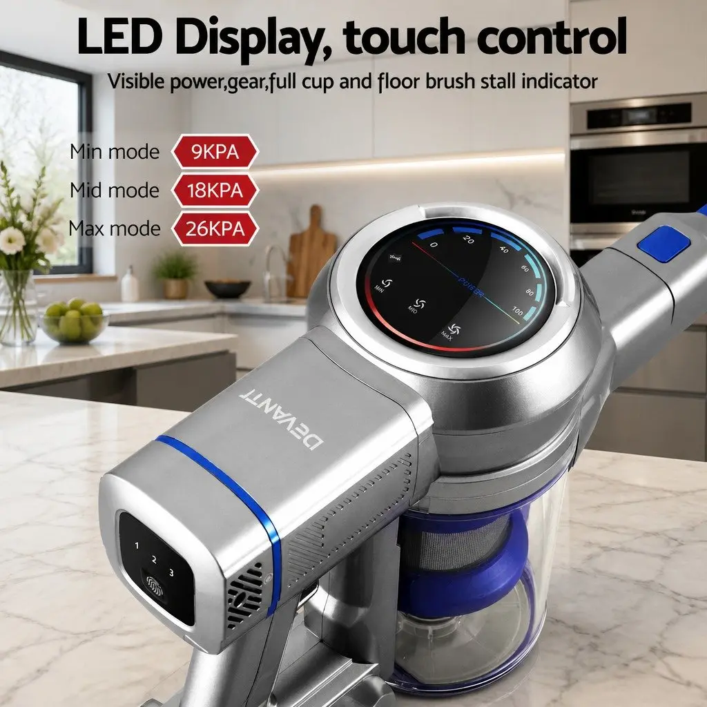 Cordless Vacuum Cleaner 300W Brushless Motor Adjustable Suction Self-Standing Navy Blue