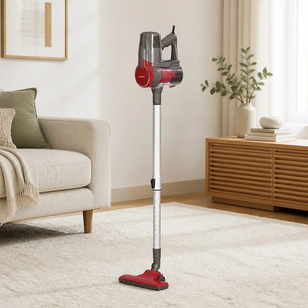 Stick Vacuum Cleaner Corded Powerful Suction 500W Red Handheld 2-in-1