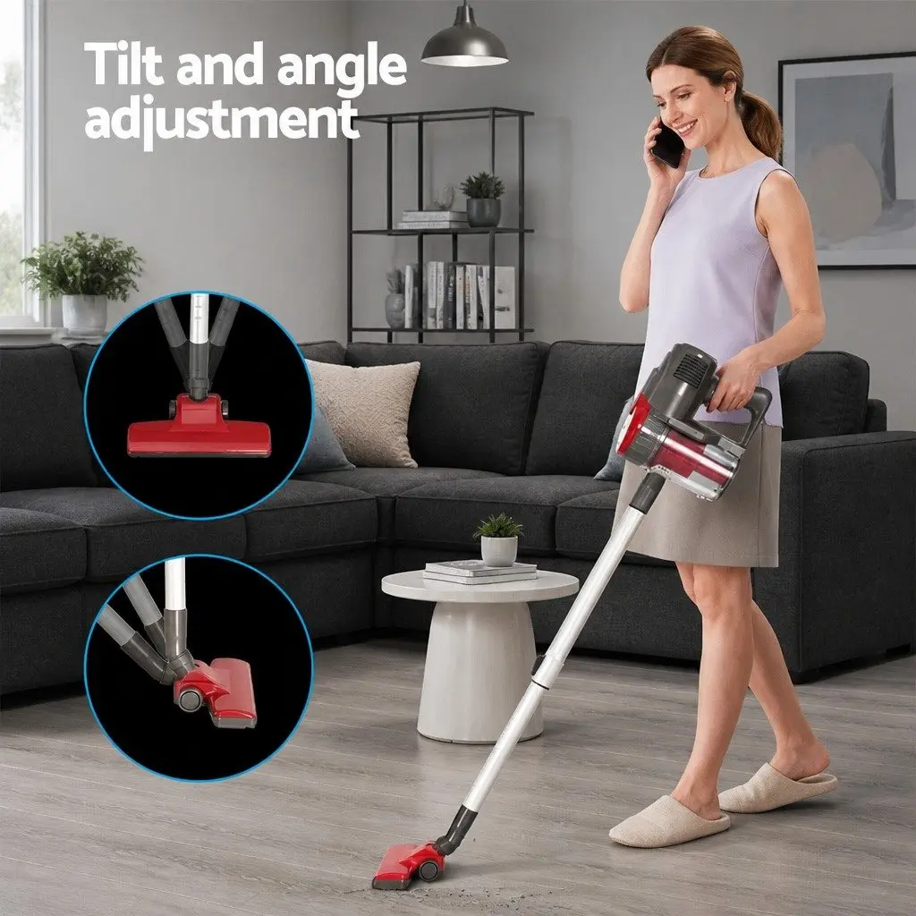 Stick Vacuum Cleaner Corded Powerful Suction 500W Red Handheld 2-in-1