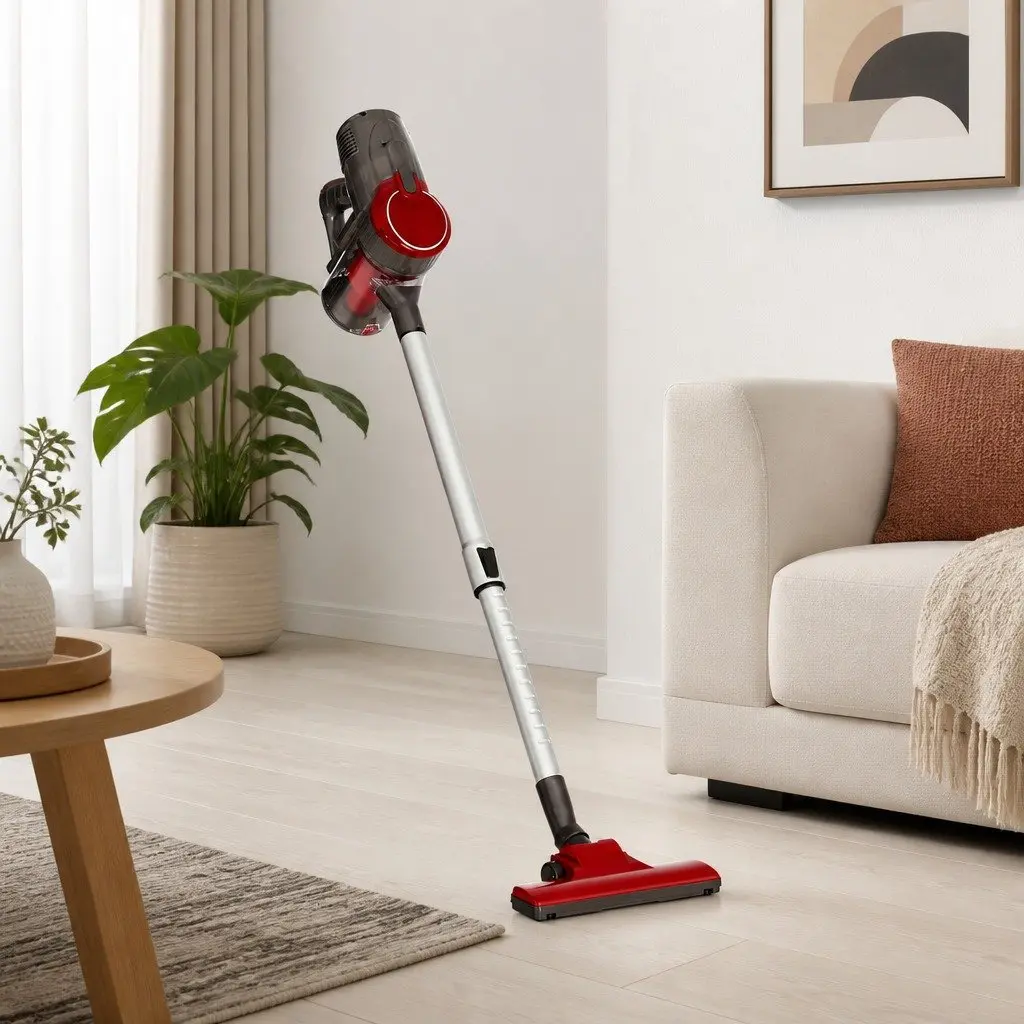 Stick Vacuum Cleaner Corded Powerful Suction 500W Red Handheld 2-in-1