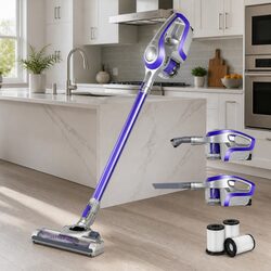 Cordless Stick Vacuum Cleaner Handheld Bagless HEPA Filter 150W Red