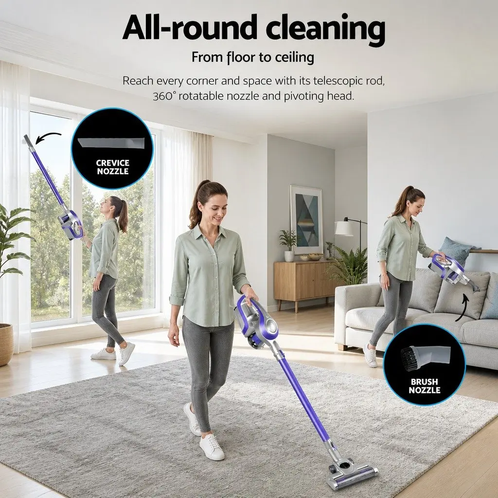 Cordless Stick Vacuum Cleaner Handheld 150W Red