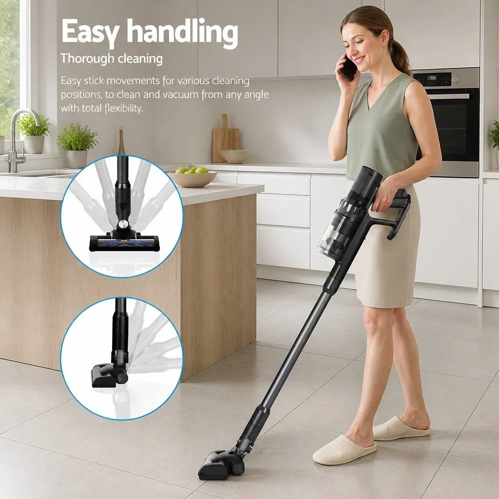 Stick Vacuum Cleaner Cordless Handheld Hard Floor Cleaning 350W Grey
