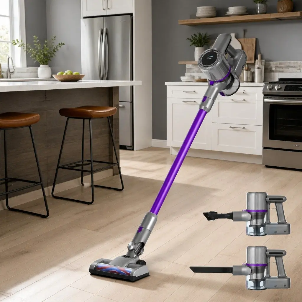 Cordless Stick Vacuum Cleaner Bagless 120W Handheld Purple Lightweight Easy