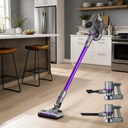 Cordless Stick Vacuum Cleaner Bagless 120W Handheld Purple Lightweight Easy