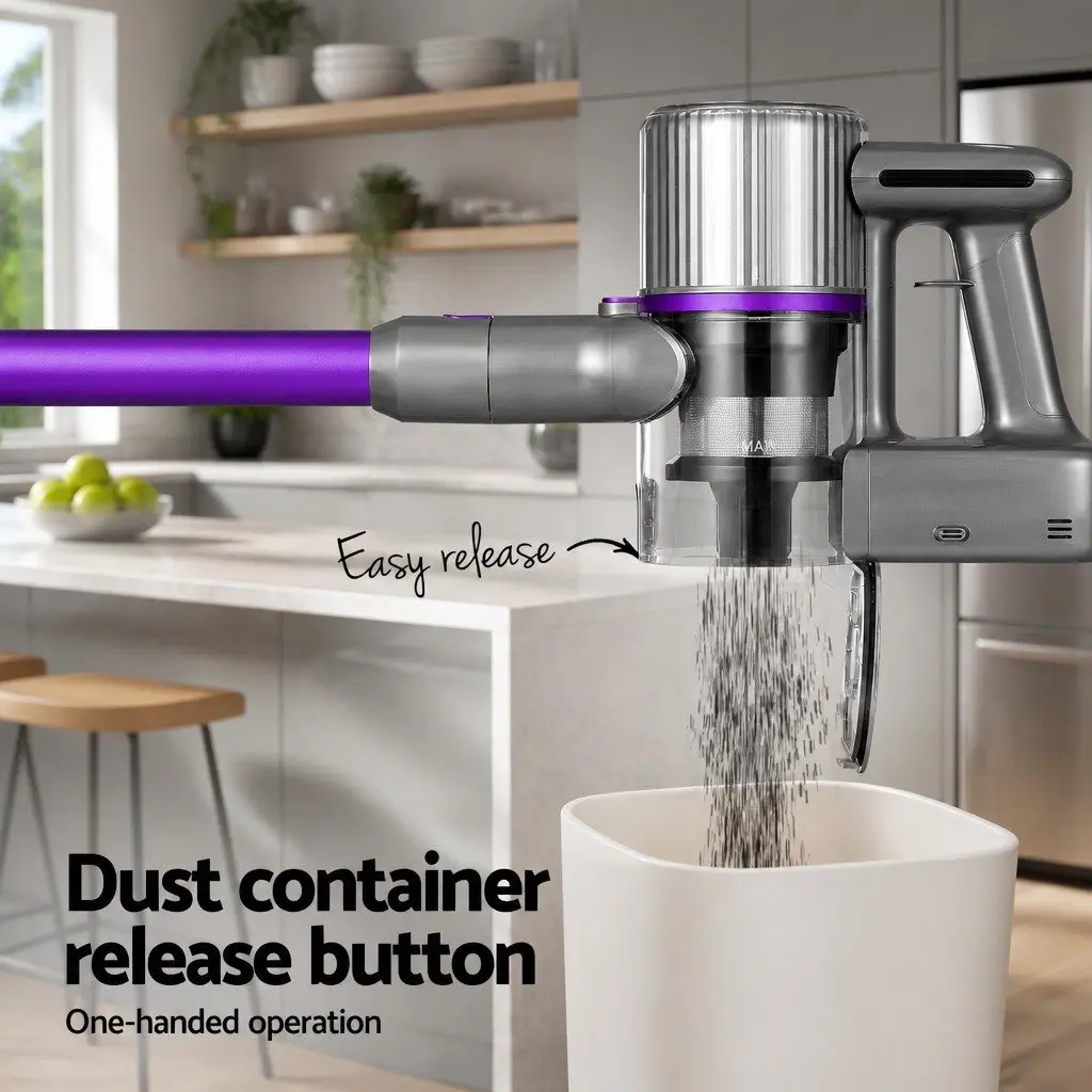 Cordless Stick Vacuum Cleaner Bagless 120W Handheld Purple Lightweight Easy
