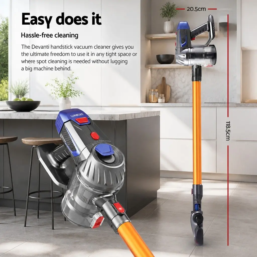 Cordless Stick Vacuum Cleaner Handheld Lightweight 150W Suction Gold