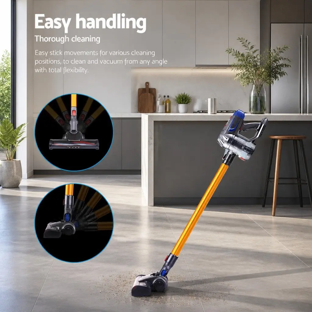Cordless Stick Vacuum Cleaner Handheld Lightweight 150W Suction Gold