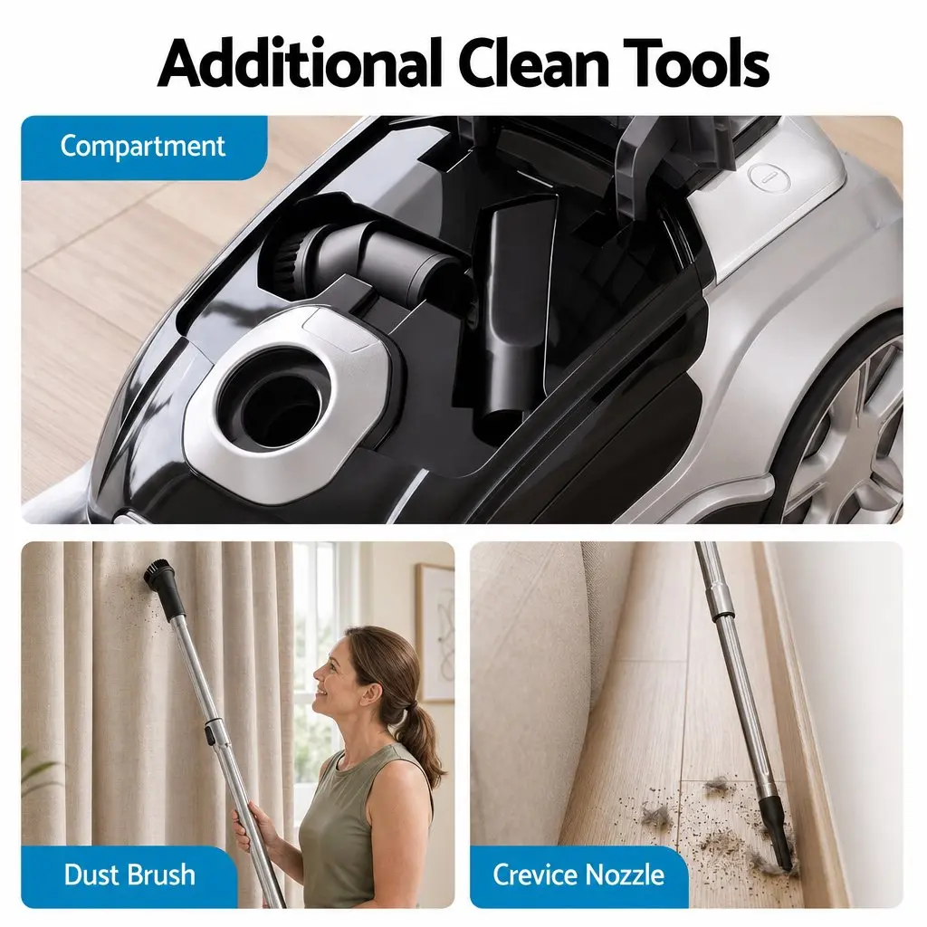 Bagged Canister Vacuum Cleaner Powerful Suction Carpet Wood Tile Floor Home