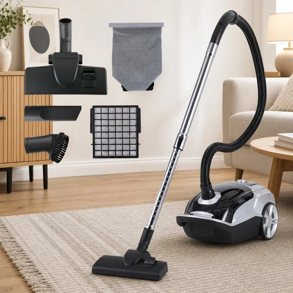 Bagged Canister Vacuum Cleaner Powerful Suction Carpet Wood Tile Floor Home