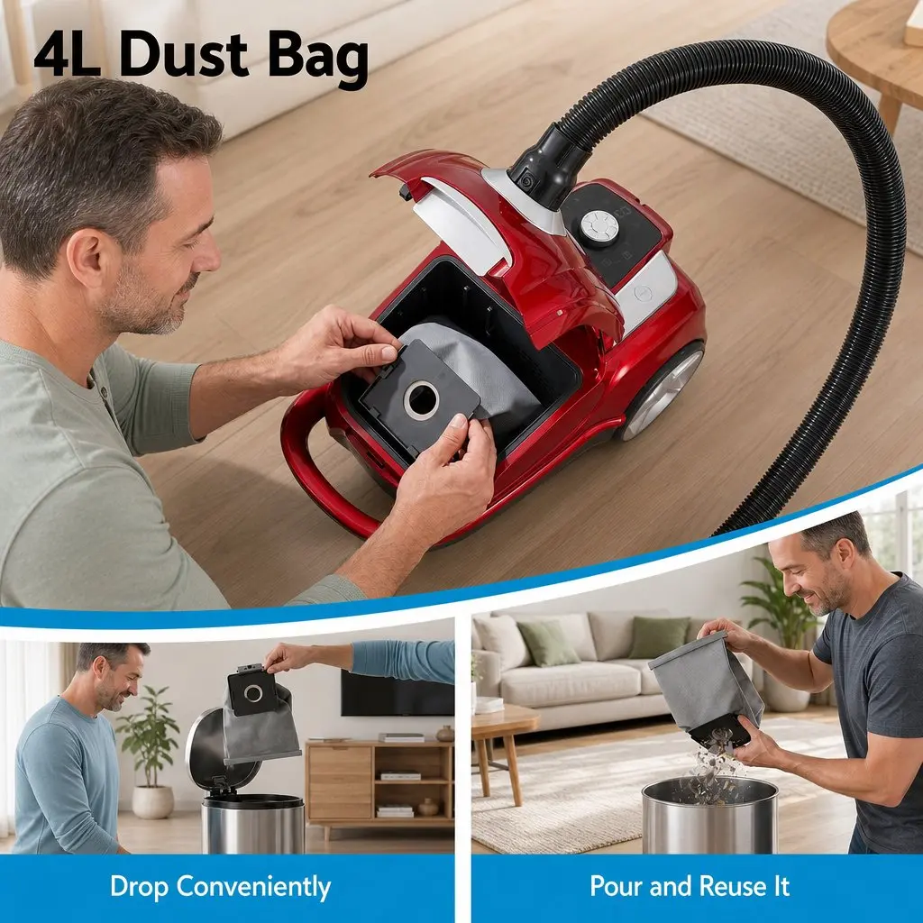 Red Canister Vacuum with 2000W Power
