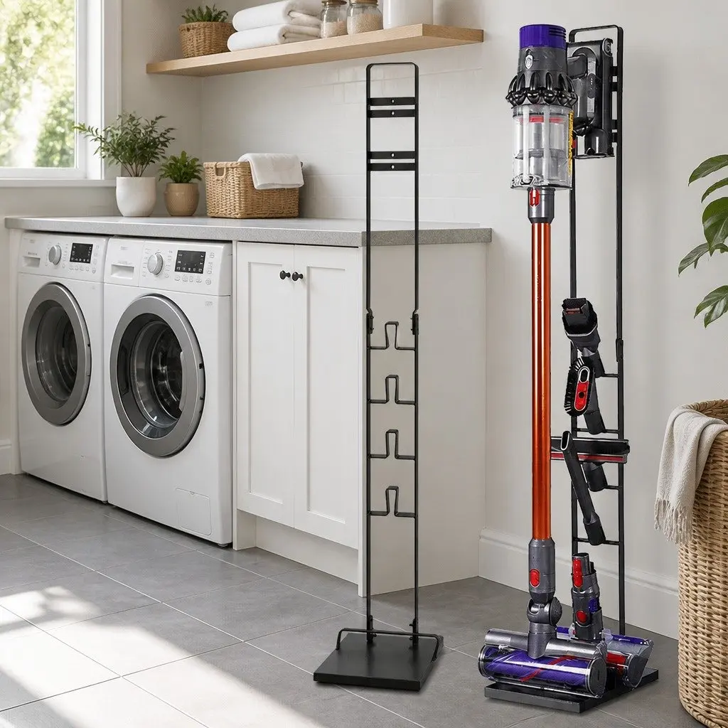 Vacuum Stand Freestanding Organizer for Handstick Vacuum Cleaners Black