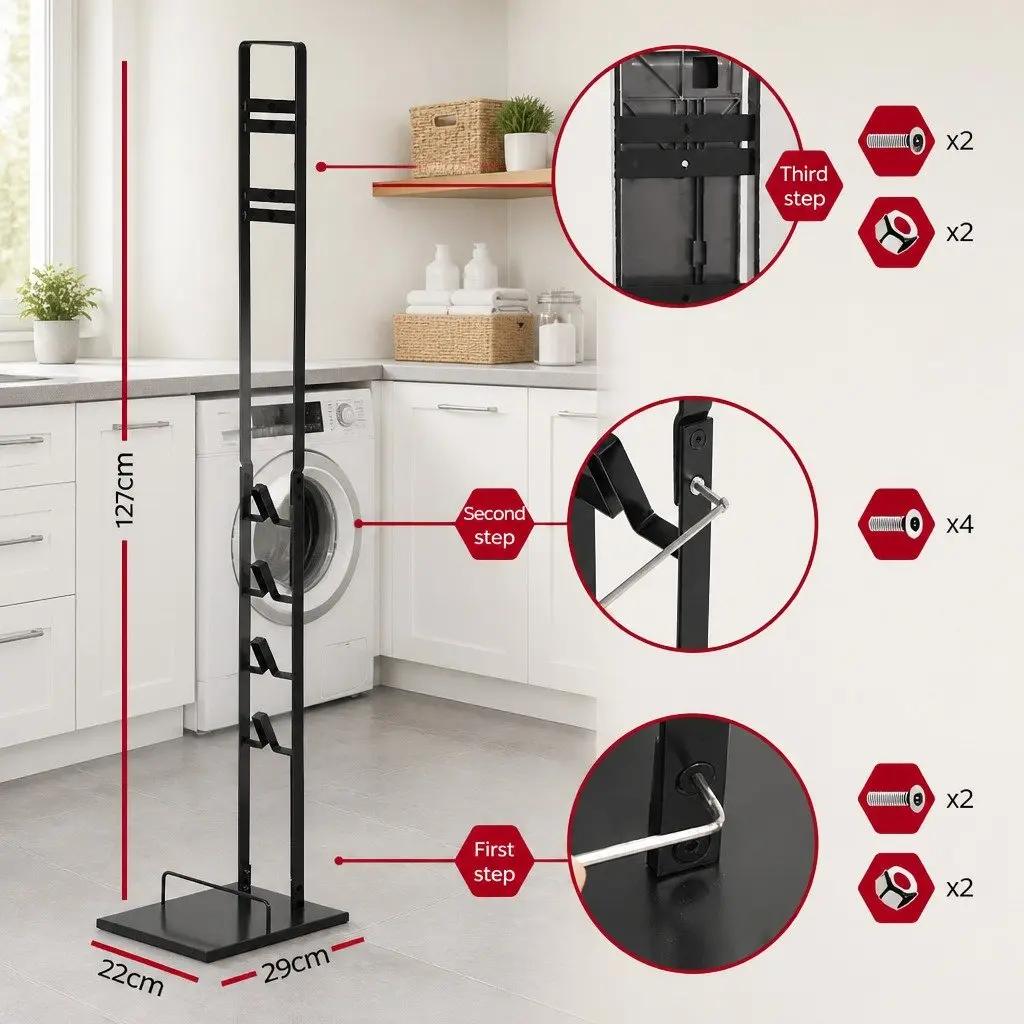 Vacuum Stand Freestanding Organizer for Handstick Vacuum Cleaners Black