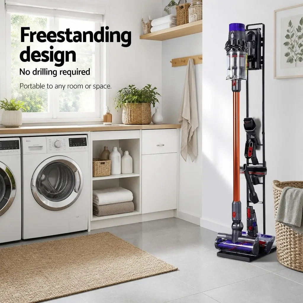 Vacuum Stand Freestanding Organizer for Handstick Vacuum Cleaners Black