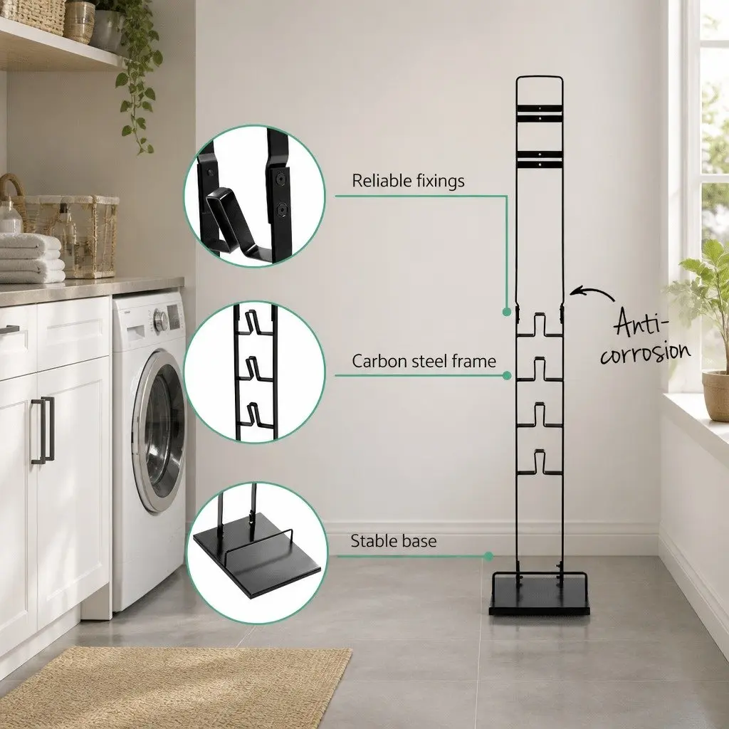 Vacuum Stand Freestanding Organizer for Handstick Vacuum Cleaners Black