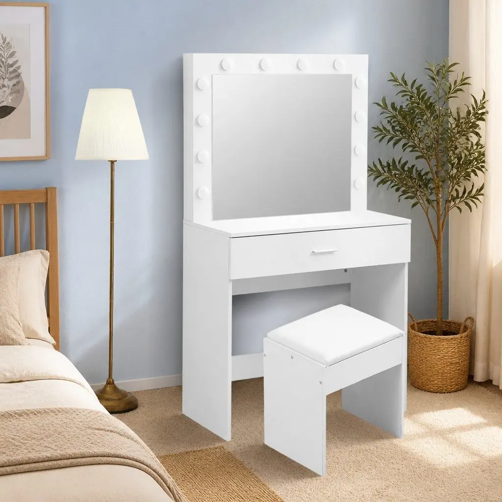 Dressing Table Set with LED Mirror and Drawers