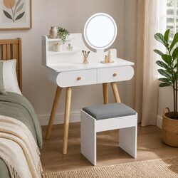 Warmly Crafted Dressing Table with LED Lighting