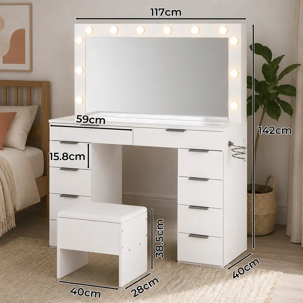 LED Makeup Vanity Set with Ample Storage