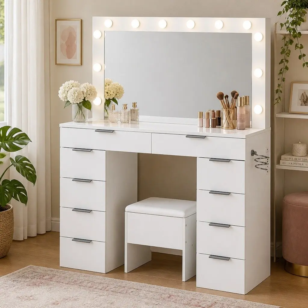 LED Makeup Vanity Set with Ample Storage