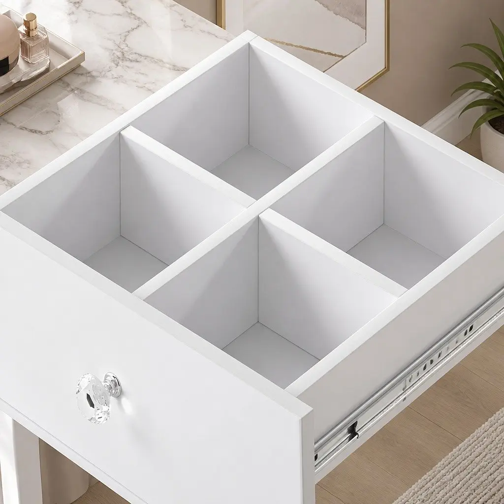 LED Vanity Desk Makeup Mirror Set 5 Drawers White