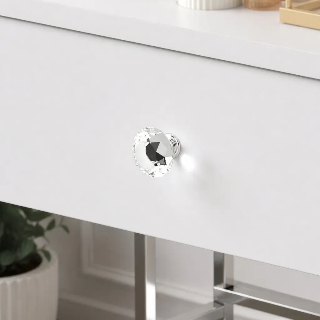 LED Vanity Desk Makeup Mirror Set 5 Drawers White