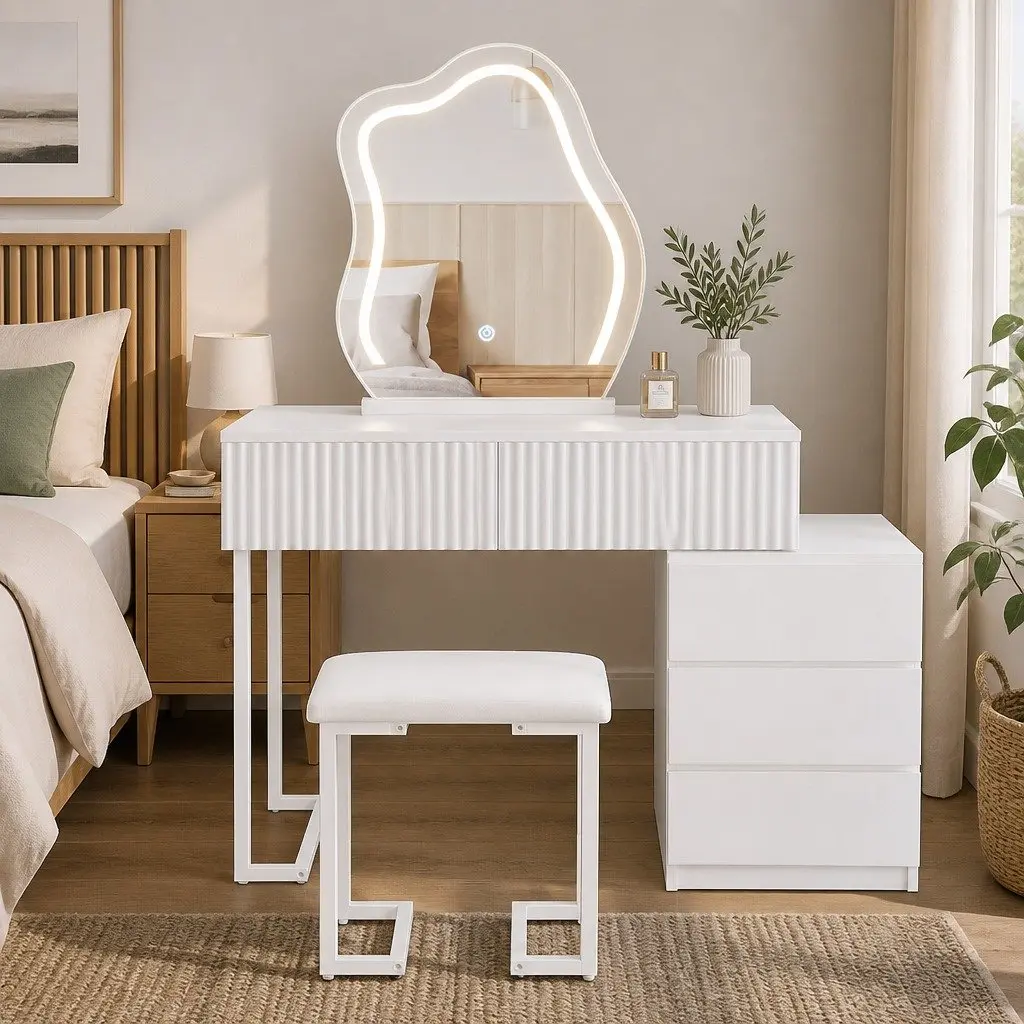 Dressing Table with LED Mirror and Ample Storage