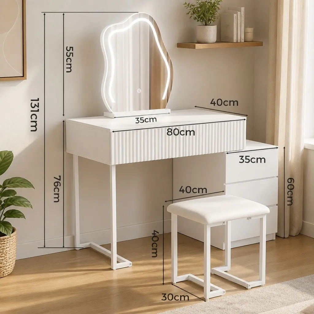 Dressing Table with LED Mirror and Ample Storage
