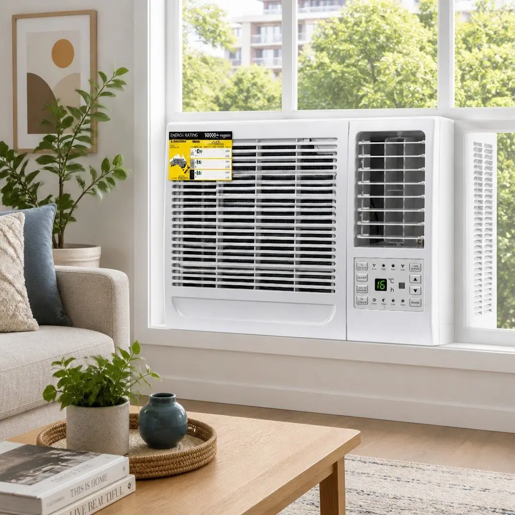 Window Air Conditioner 1.7kW Portable Cooling Unit Remote Control White