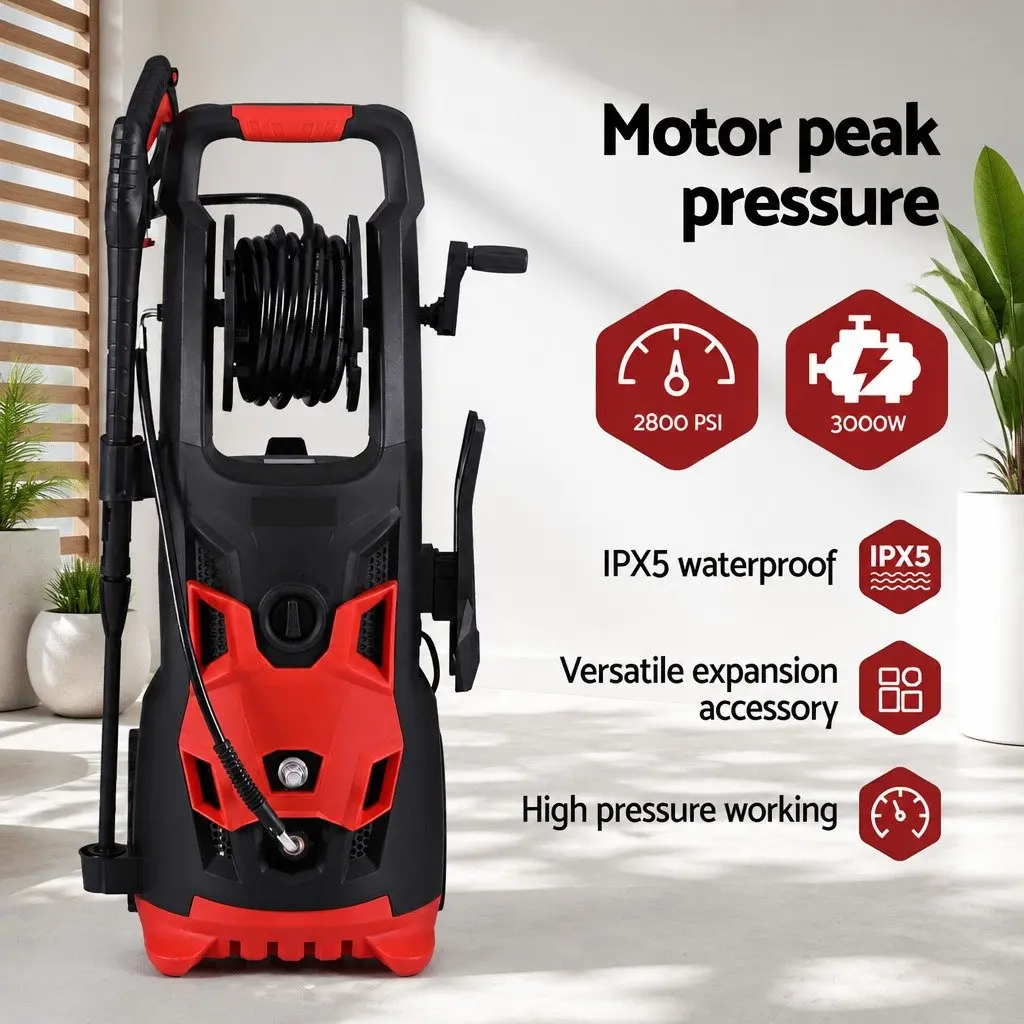 Cold Water Pressure Washer 2800PSI High Pressure Cleaner 10M Hose 20M Hose Red Black