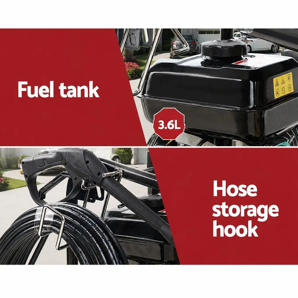 High Pressure Cleaner Washer Petrol 3000psi 20M Hose Black