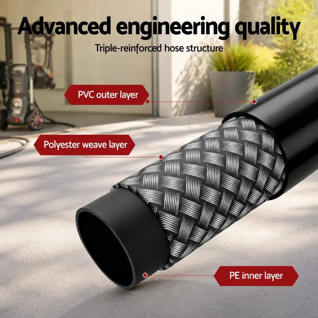 Pressure Washer Sewer Jetting Hose Kit 30M Drain Cleaning 5800PSI Black