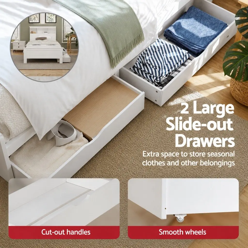 King Single Bed Frame with Ample Storage