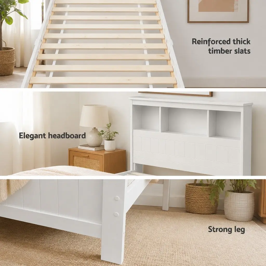 King Single Bed Frame with Ample Storage