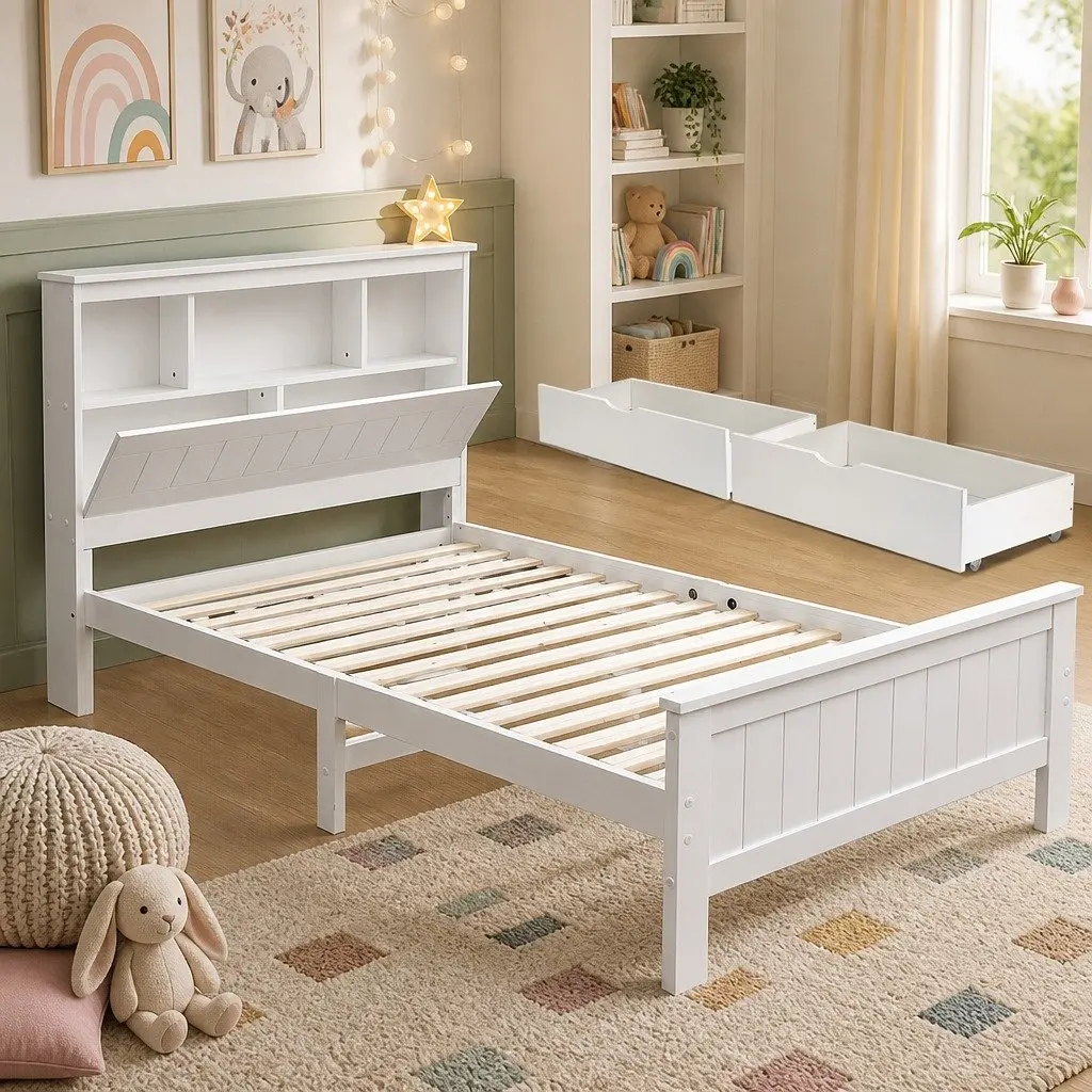 King Single Bed Frame with Ample Storage